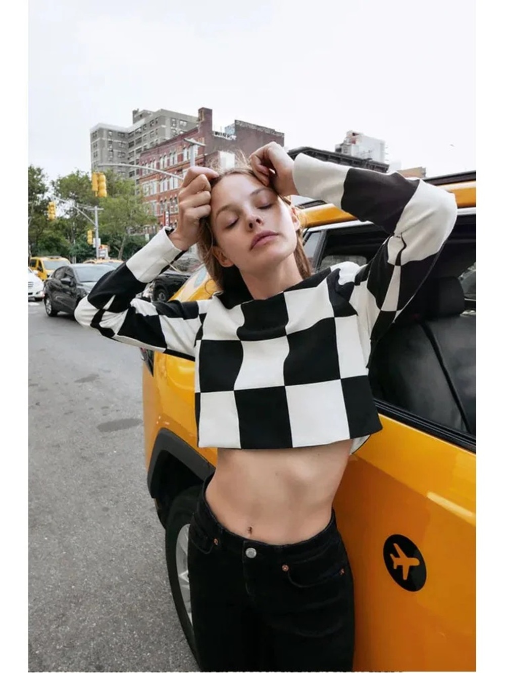 NWT Zara Checkerboard Crop Top - Size S